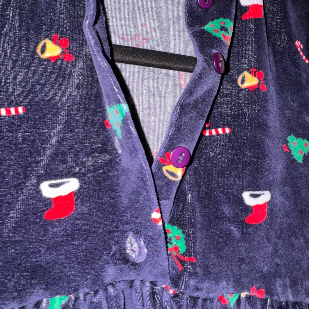 Hartstrings Dark Blue Velour Dress with Holiday Accents - Picture 4 of 4
